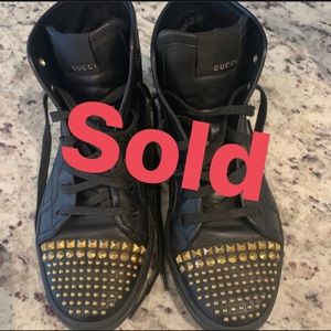 Authentic Gucci studded high top sneakers